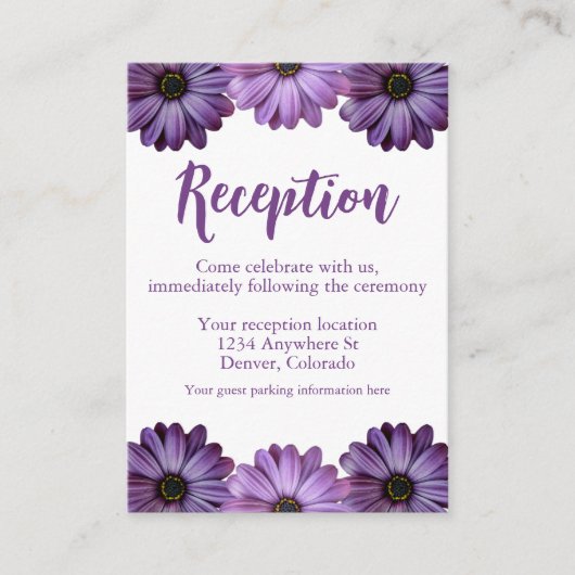 Lila Blumenhochzeit Begleitkarte (Vorderseite)