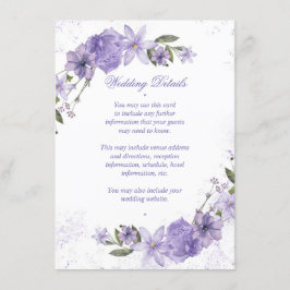 Lila Blumenhochzeit Begleitkarte
