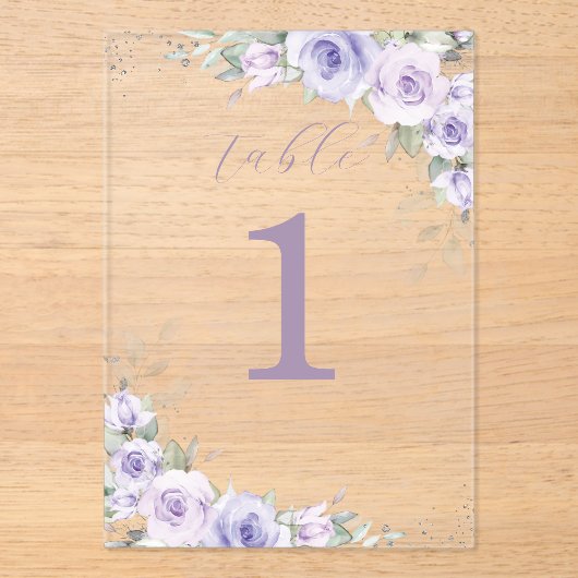 Lila Blumenhochzeit Brautparty Tischnummer (Vorderseite)