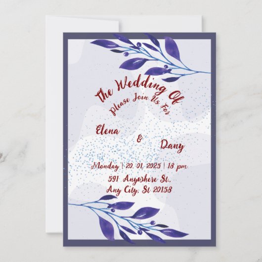 Lila Blumenhochzeit: Ein Traum Feiertagskarte (Vorderseite)