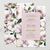 Lila Blumenhochzeit Einladung (Vorne/Hinten)