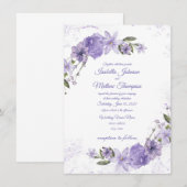 Lila Blumenhochzeit Einladung (Vorne/Hinten)