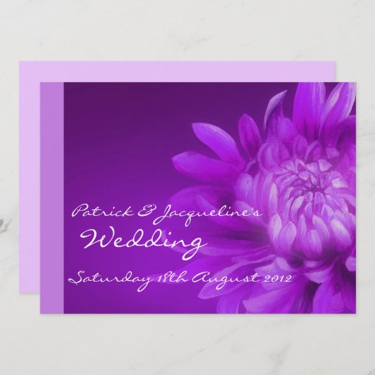 Lila Blumenhochzeit Einladung (Vorne/Hinten)