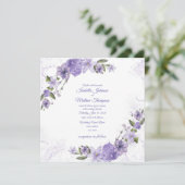 Lila Blumenhochzeit Einladung (Stehend Vorderseite)