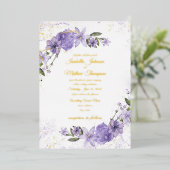 Lila Blumenhochzeit Folieneinladung (Stehend vorne)