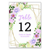 Lila Blumenhochzeit im Frühjahr Tischnummer (Rückseite)