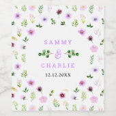 Lila Blumenhochzeit im Frühjahr Weinetikett (Einzelnes Label)