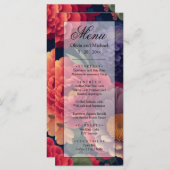 Lila Blumenhochzeit in Rot-Orange Menükarte (Vorne/Hinten)