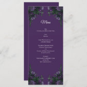 Lila Blumenhochzeit Menükarte (Vorne/Hinten)