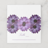 Lila Blumenhochzeit Platzkarte (Außenseite Aufgefaltet)