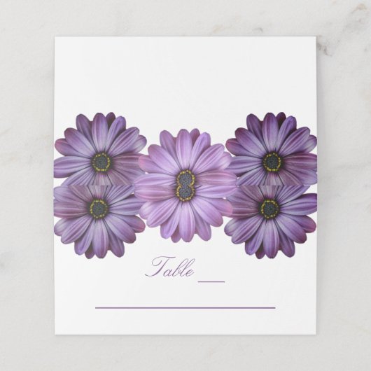 Lila Blumenhochzeit Platzkarte (Außenseite Aufgefaltet)