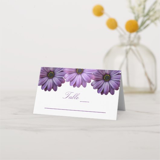 Lila Blumenhochzeit Platzkarte (Vorderseite)