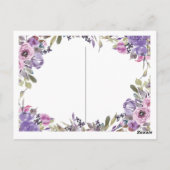 Lila Blumenhochzeit Postkarte (Rückseite)