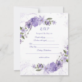 Lila Blumenhochzeit RSVP Karte