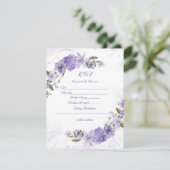 Lila Blumenhochzeit RSVP Karte (Stehend Vorderseite)
