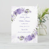 Lila Blumenhochzeit Save The Date (Stehend Vorderseite)