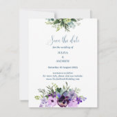 Lila Blumenhochzeit speichern Sie die Datumskarte Save The Date (Vorderseite)