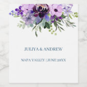 Lila Blumenhochzeit Weinetikett (Einzelnes Label)