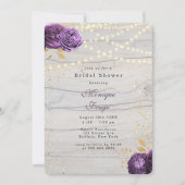 Lila Blumenholzband Brautparty Einladung (Vorderseite)