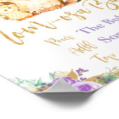 Lila Blumenhühnchen Kinderdusche Momosa Bar Zeiche Poster (Ecke)