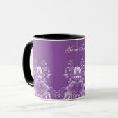 Lila Blumenkaffee-Tasse Tasse (Vorderseite Links)