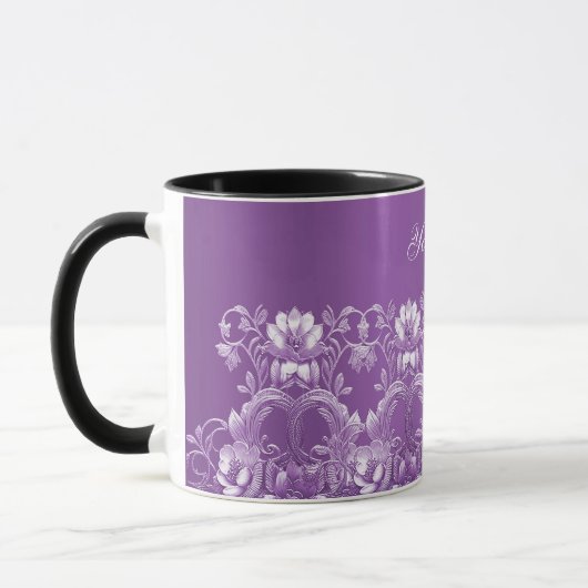 Lila Blumenkaffee-Tasse Tasse (Links)