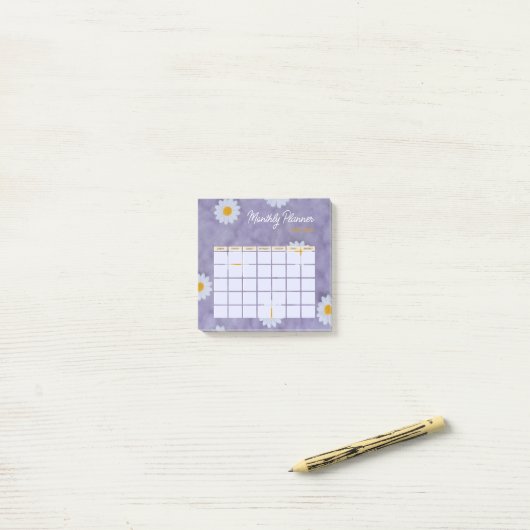 Lila Blumenkalender 2025 Post-it Klebezettel (Auf Schreibtisch)