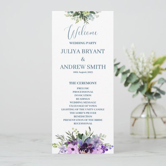 Lila Blumenkarte (Stehend Vorderseite)