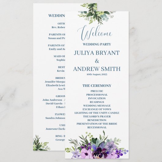 Lila Blumenkarte (Vorne/Hinten)