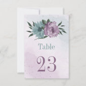 lila Blumenkarte Botanische Tischnummer (Rückseite)