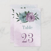 lila Blumenkarte Botanische Tischnummer (Vorne/Hinten)