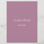 Lila Blumenkarte für die Rezeption Menükarte (Rückseite)