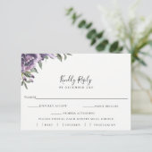Lila Blumenkarte RSVP (Stehend Vorderseite)