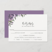 Lila Blumenkarte RSVP (Vorne/Hinten)