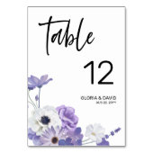 Lila Blumenkarte Tischnummer (Rückseite)