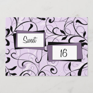 Lila Blumenkarten der 16. Geburtstagspartei Einladung