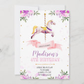 Lila Blumenkarussell-Party Einladung (Vorderseite)