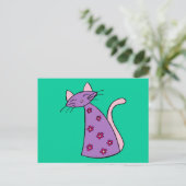 Lila Blumenkatze Postkarte (Stehend Vorderseite)