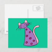 Lila Blumenkatze Postkarte (Vorne/Hinten)