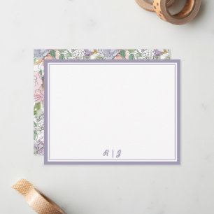 Lila Blumenkellermonogramm Mitteilungskarte