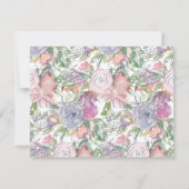 Lila Blumenkellermonogramm Mitteilungskarte (Rückseite)