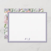 Lila Blumenkellermonogramm Mitteilungskarte (Vorne/Hinten)