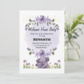 Lila Blumenkinderdusche Einladungskarte Einladung (Stehend Vorderseite)