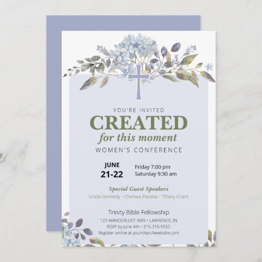 Lila Blumenkirchenkonferenz Einladung (Vorne/Hinten)