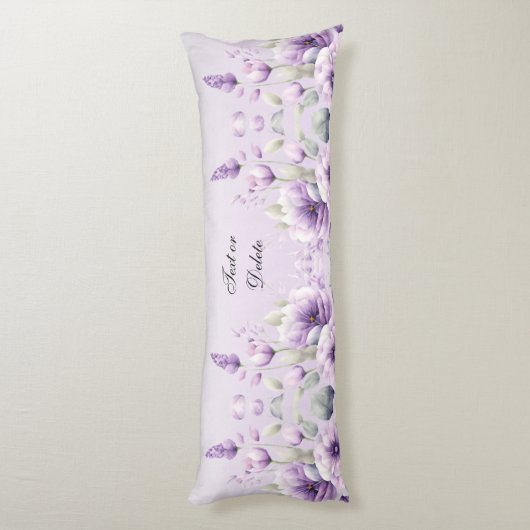 Lila Blumenkissen mit Wasserfarbe Seitenschläferkissen (Rückseite (Vertikal))