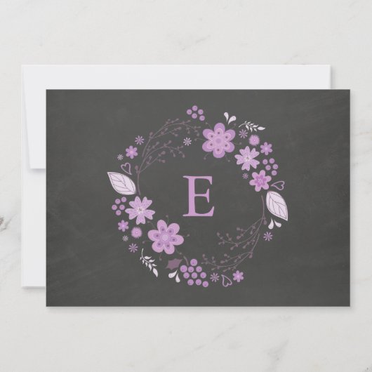 Lila Blumenklatsche Geburtsankündigung Ankündigung (Rückseite)