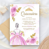 Lila Blumenkleid Princess Gold Quinceanera Einladung