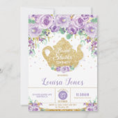 Lila Blumenkohl Brautparty Tee Party Einladung (Vorderseite)