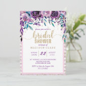 Lila Blumenkohl Bridal Dusche Einladung (Stehend Vorderseite)