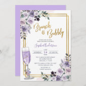 Lila Blumenkohl-Brunch und Blume Einladung (Vorne/Hinten)